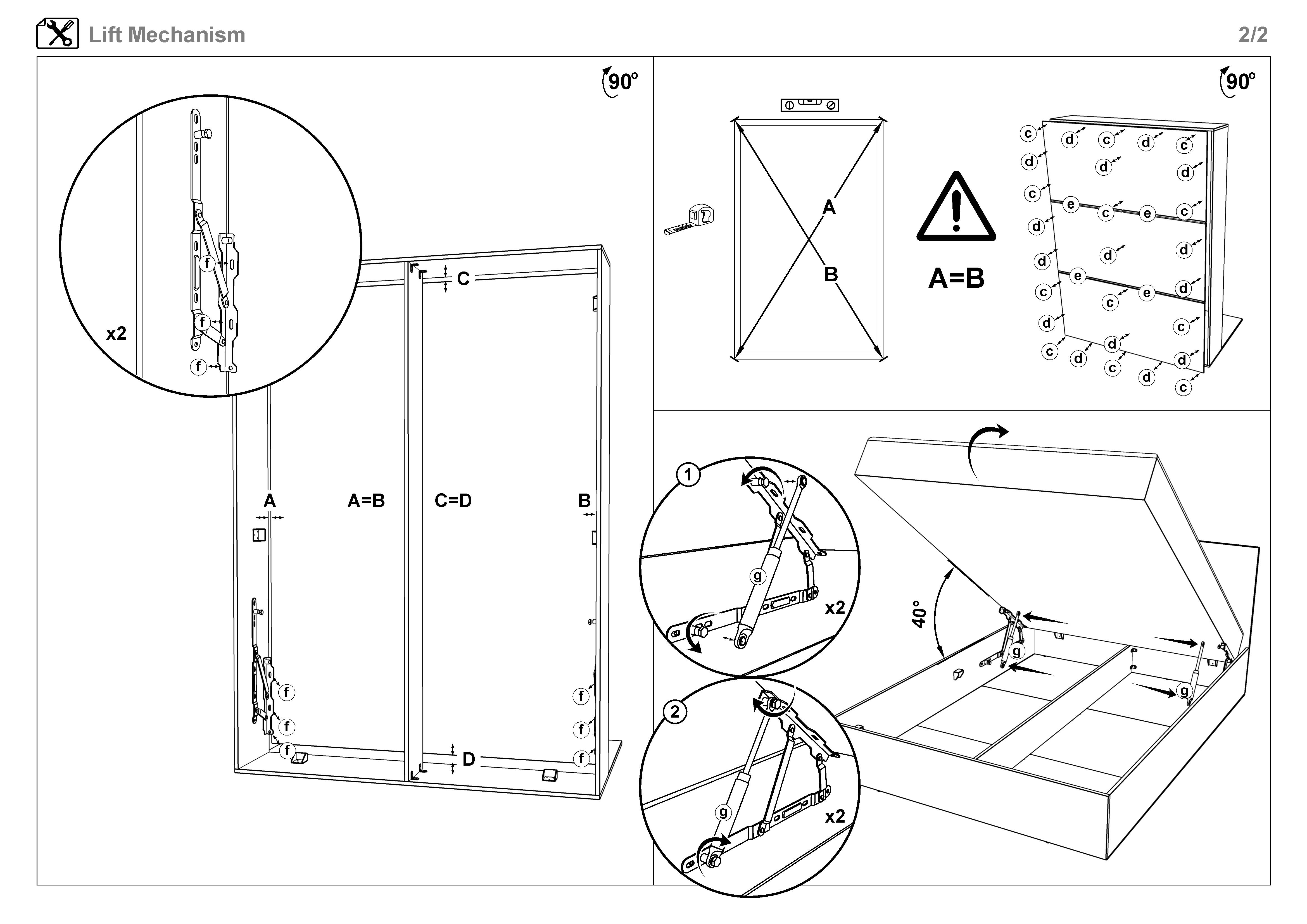 Монтажна схема на продукт - Mecanism de ridicare a saltelei 1200N